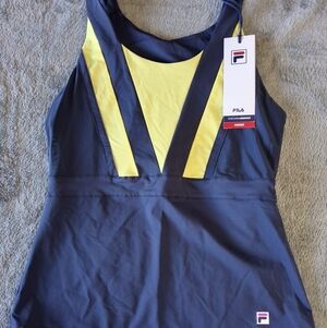 Fila Women's Small NWT Alley Halter Tank Top - Fila Navy/Limoncellol Tennis top